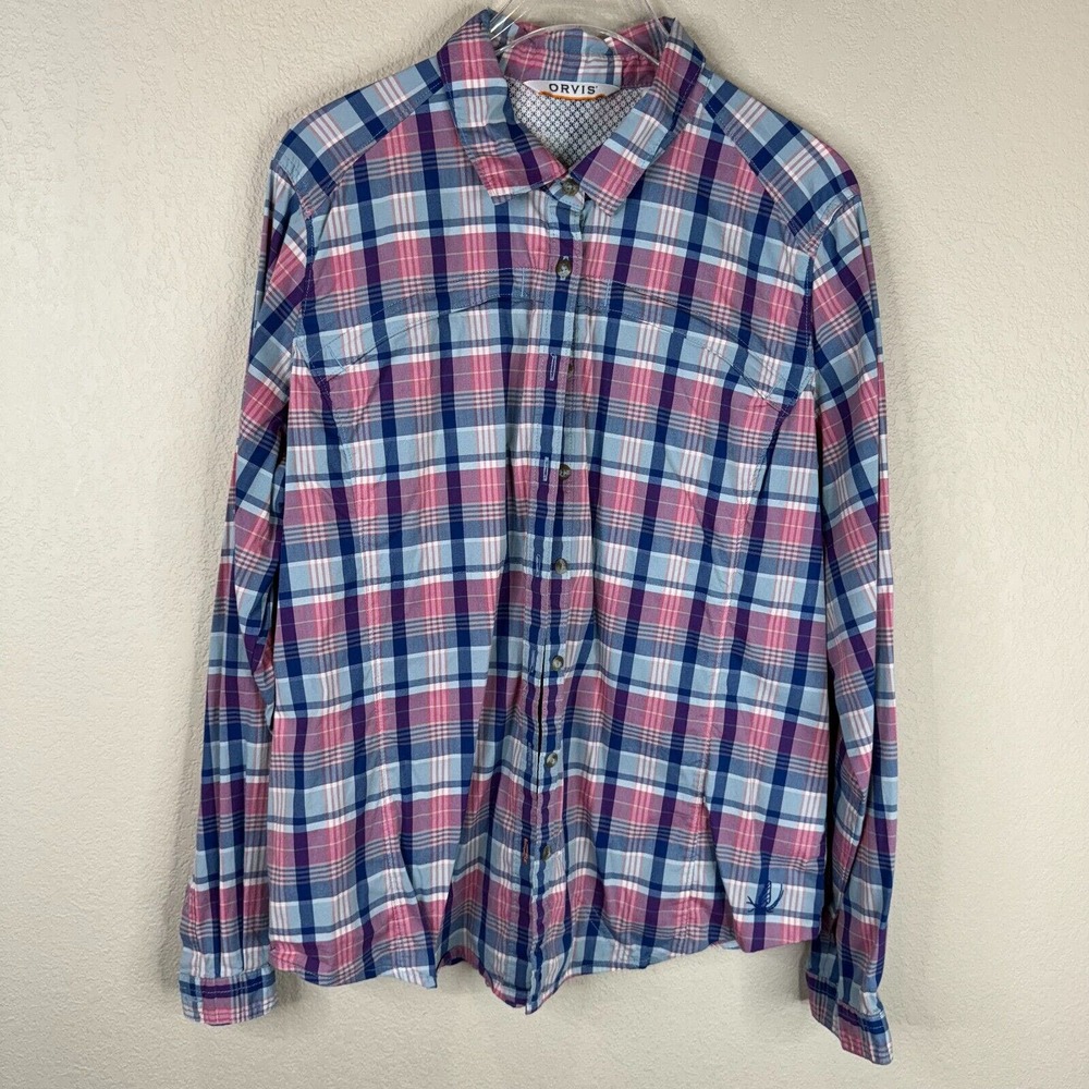 Orvis Men's Classic Fit Plaid Button Up Shirt Long Sleeve Multicolor Size L
